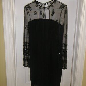 Vintage Women's 100% Silk Cocktail Elegant Evening Dress - Intricate Bead Work!
